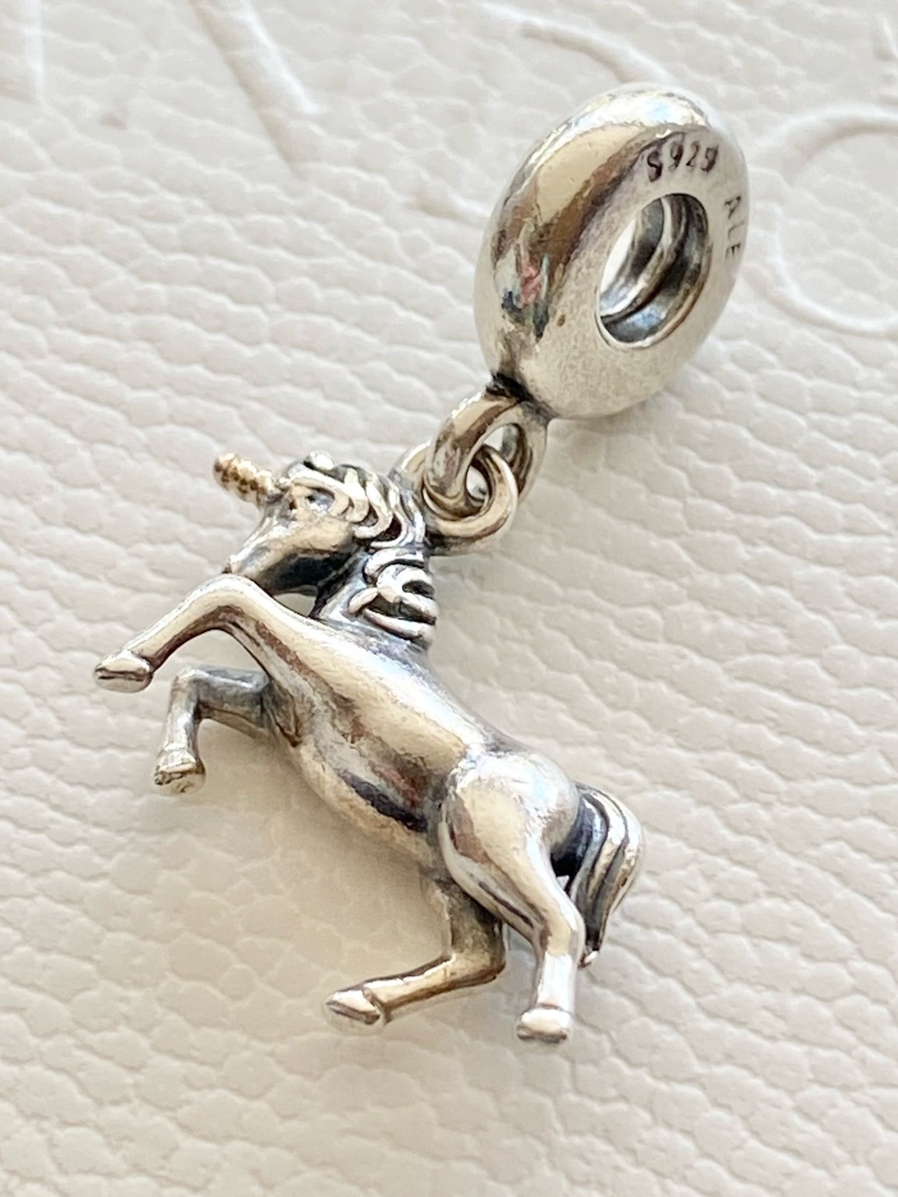 Authentic Pandora Silver & 14k Gold Two Tone Unicorn Dangle Charm ~ Retired